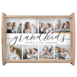 Grandkids Make Life Grand | 8 Photo Collage Large Serving Tray