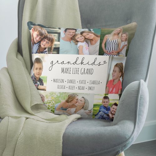 Grandkids Make Life Grand 8 Photo Personalized Throw Pillow