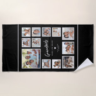 Grandkids Make Life Grand Custom 12 Photo Collage Beach Towel