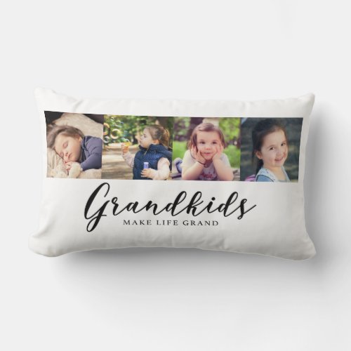 Grandkids Make Life Grand Cute Photo Collage Lumbar Pillow