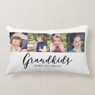 Grandkids Make Life Grand Cute Photo Collage Lumbar Pillow