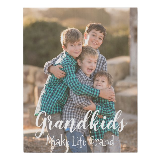 Grandkids Make Life Grand Faux Canvas Print (Front)
