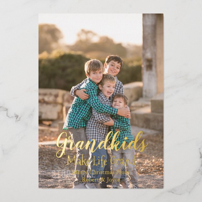 Grandkids Make Life Grand Foil Holiday Card (Front)