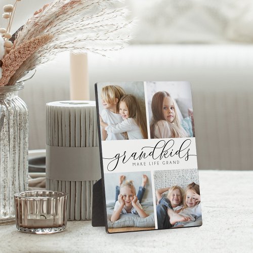 Grandkids Make Life Grand  Four Photo Collage Plaque