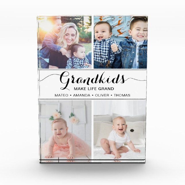 Grandkids Make Life Grand Gift Collage Photo Block (Front)