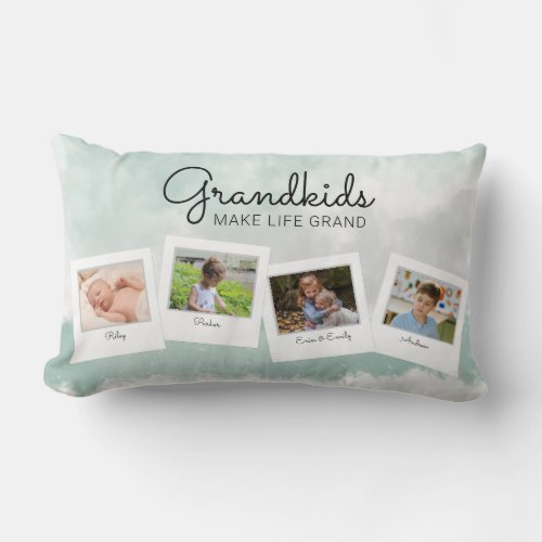 Grandkids Make Life Grand Grandchildren Photo Lumbar Pillow