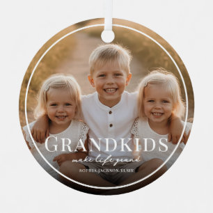 Grandkids Make Life Grand Grandparent 2 Photo Metal Ornament