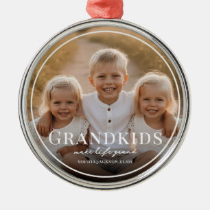 Grandkids Make Life Grand Grandparent 2 Photo   Metal Ornament