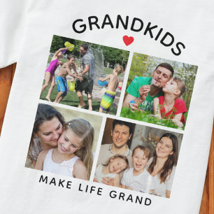 Grandkids Make  Life Grand Grandparent 4 Photo T-Shirt