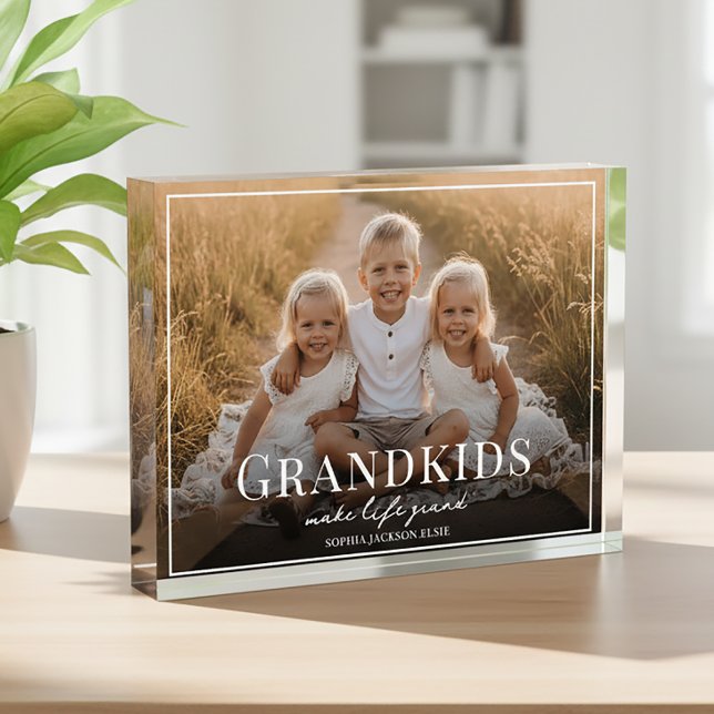 Grandkids Make Life Grand Grandparent Gift Photo Block (Creator Uploaded)