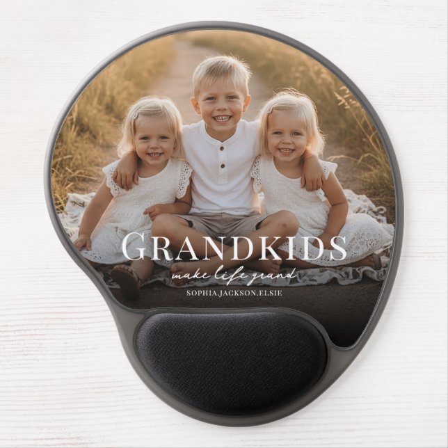 Grandkids Make Life Grand Grandparent Photo Gift Gel Mouse Pad (Front)