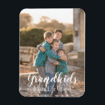 Grandkids Make Life Grand Magnet<br><div class="desc">Grandkids make life grand: Custom family photo gift. Photo credit Photography © Storytree Studios,  Stanford,  CA. Photo template must be replaced with your own photo</div>