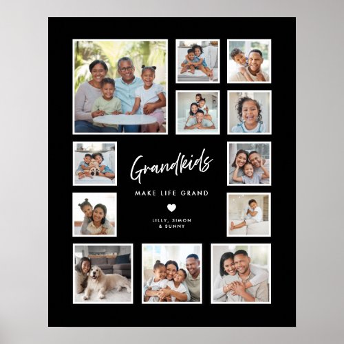 Grandkids Make Life Grand Multi Photo Collage Grid Poster