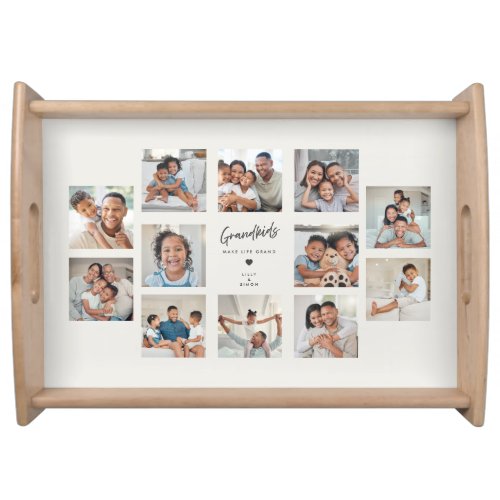 Grandkids Make Life Grand | Multi Photo Collage  Serving Tray