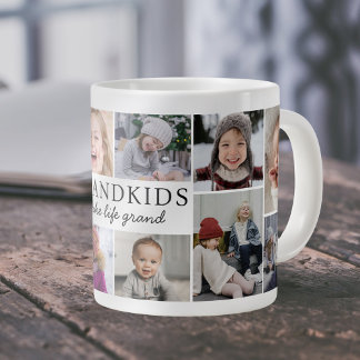 Grandkids Make Life Grand Photo Collage Keepsake Giant Coffee Mug