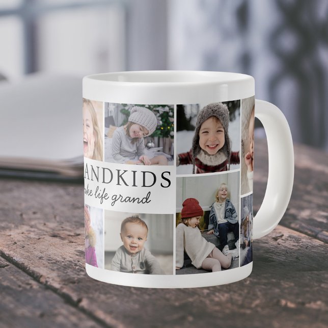 Grandkids Make Life Grand Photo Collage Keepsake Giant Coffee Mug (Creator Uploaded)