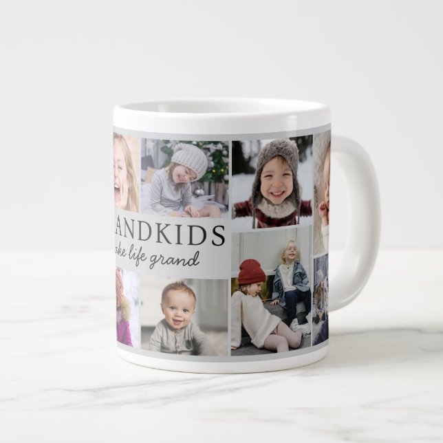 Grandkids Make Life Grand Photo Collage Keepsake Giant Coffee Mug (Front Right)