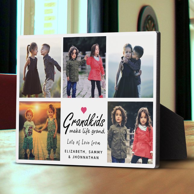 Grandkids Make Life Grand Photo Collage Keepsake Plaque (Creator Uploaded)