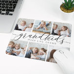Grandkids Make Life Grand | Photo Collage Mouse Pad<br><div class="desc">Create a sweet gift for a beloved grandma or grandpa with this cool photo collage mousepad. "Grandkids make life grand" appears in the center in black and gray calligraphy script lettering on a white background. Customize with six photos of their grandchildren for a unique Grandparents Day gift.</div>