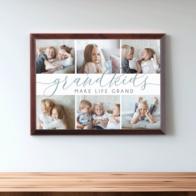 Grandkids Make Life Grand | Photo Collage Plaque (Creator Uploaded)