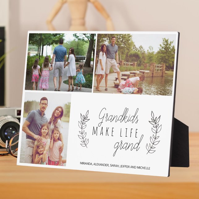 Grandkids make life grand photo collage quote plaque (Creator Uploaded)