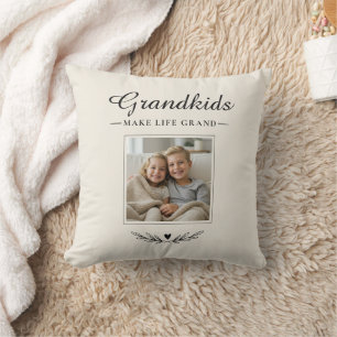 Grandkids Make Life Grand Photo Grandparents Day Throw Pillow