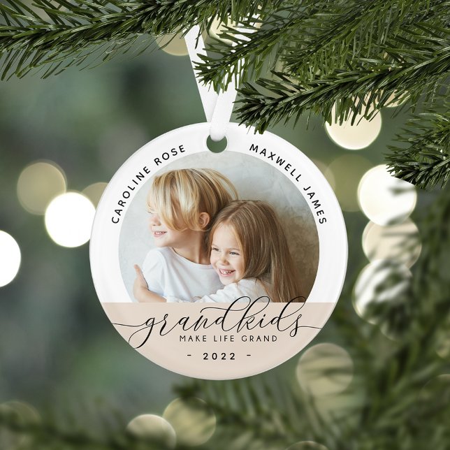 Grandkids Make Life Grand Photo Ornament (Creator Uploaded)