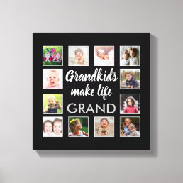 Grandkids Make Life Grand Quote 12 Photo Collage   Canvas Print
