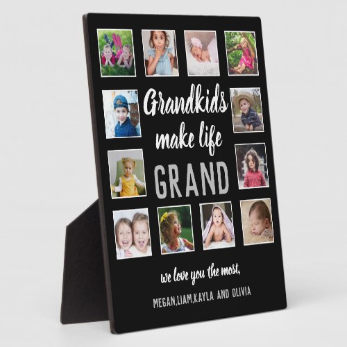 Grandkids Make Life Grand Quote 12 Photo Collage  Plaque