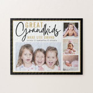 Grandkids Make Life Great Grandparents 4 Photo    Jigsaw Puzzle