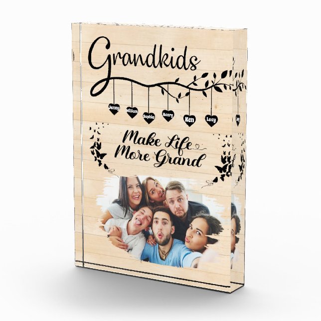 Grandkids Make Life More Grand Custom Family Photo Acrylic Award (Right)