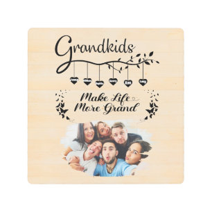 Grandkids Make Life More Grand Custom Family Photo Metal Print