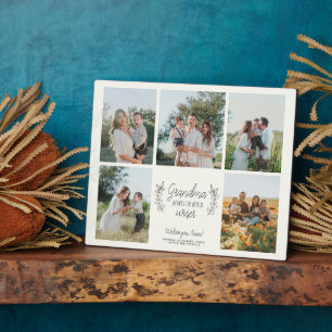 Grandkids photo collage love you grandma keepsake plaque