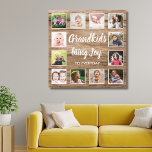 Grandkids Quote Rustic Barn Wood 12 Photo Collage Canvas Print<br><div class="desc">A rustic wood photo collage canvas art with a beautiful quote "Grandkids bring joy to everyday".Personalize with 12 family photos to make it a memorable keepsake gift for grandparents.</div>