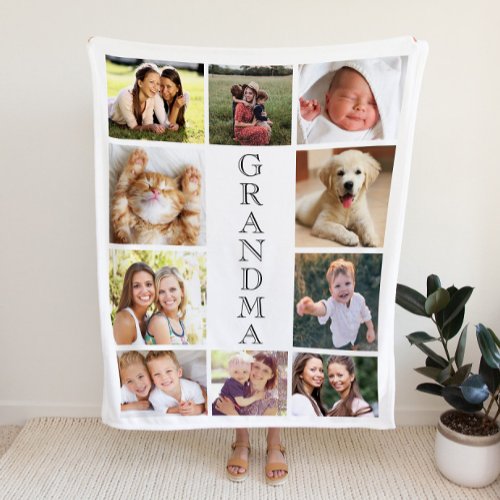 Grandma  10 Photo Collage Personalized Sherpa Blanket
