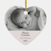 Grandma 1st Christmas Personalized Photo Heart Ceramic Ornament | Zazzle