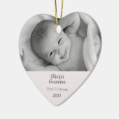 Grandma 1st Christmas Personalized Photo Heart Ceramic Ornament | Zazzle