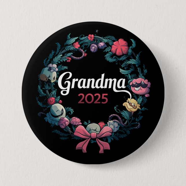 Grandma 2025 For New Grandmother Gift Button (Front)