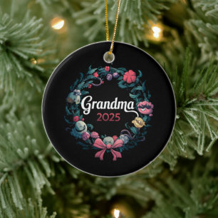 Grandma 2025 For New Grandmother Gift Ceramic Ornament