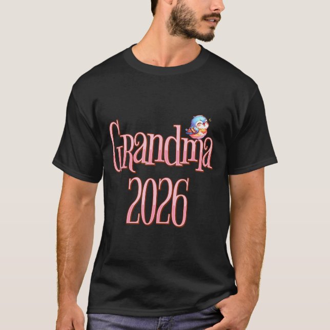 Grandma 2026 Cute Bird New Grandma Pregnancy Revea T-Shirt (Front)