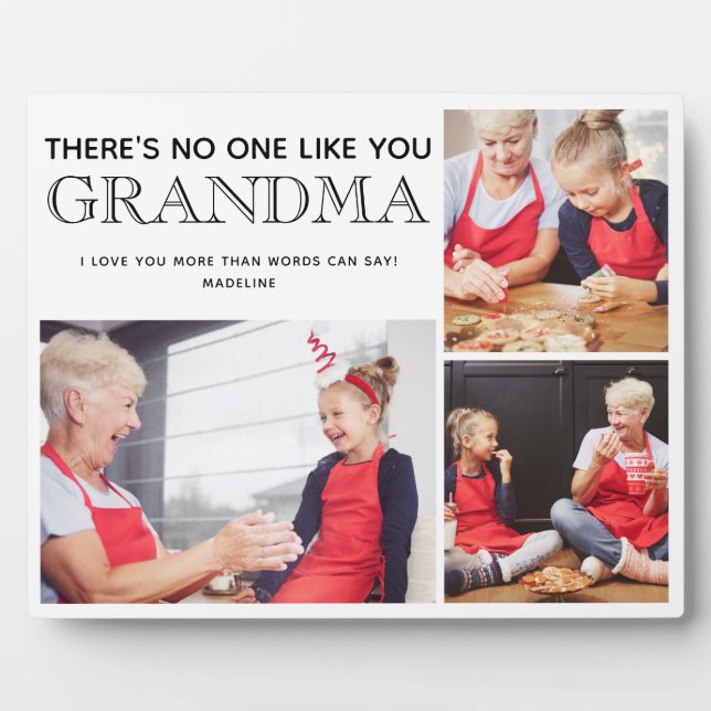 Grandma 3 Photo Collage Grandchildren Names Plaque (Front)