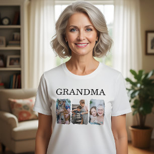 Grandma 3 Photos Collage Tee, Personalized Family T-Shirt