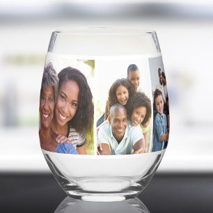 Grandma 5 Photo Collage Stemless Wine Glass