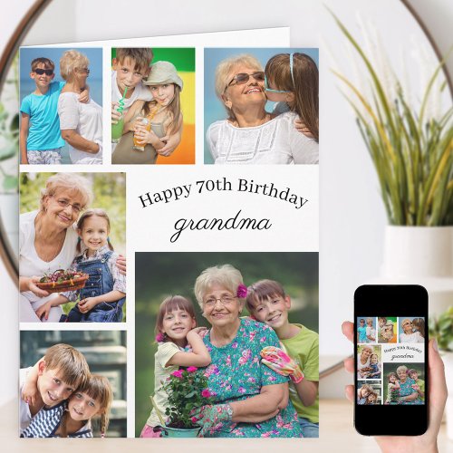 Grandma 6 Photo Collage Any Age Big Happy Birthday Card
