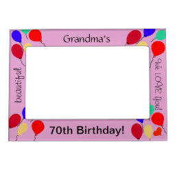 Grandma 70th Birthday Balloon Magnetic Photo Frame