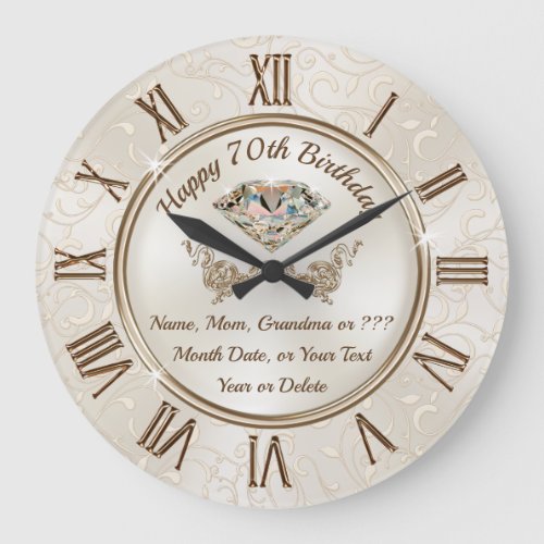 Grandma 70th Birthday Gift or Any Relationship Large Clock
