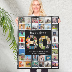 Grandma 80th Birthday Photo Template Fleece Blanket