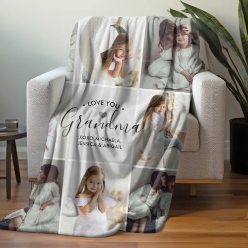 Grandma 8_Photo Custom Text Personalized Gift Fleece Blanket