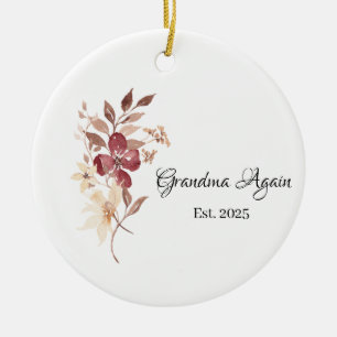 Grandma Again Est. Year Ceramic Ornament