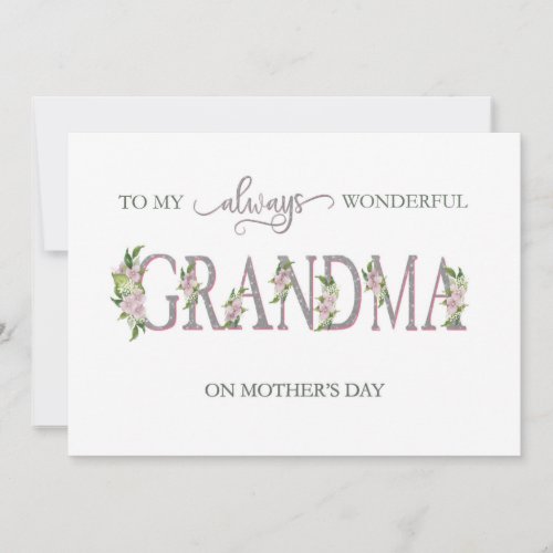 Grandma Always Wonderful Mothers Day  Holiday Card